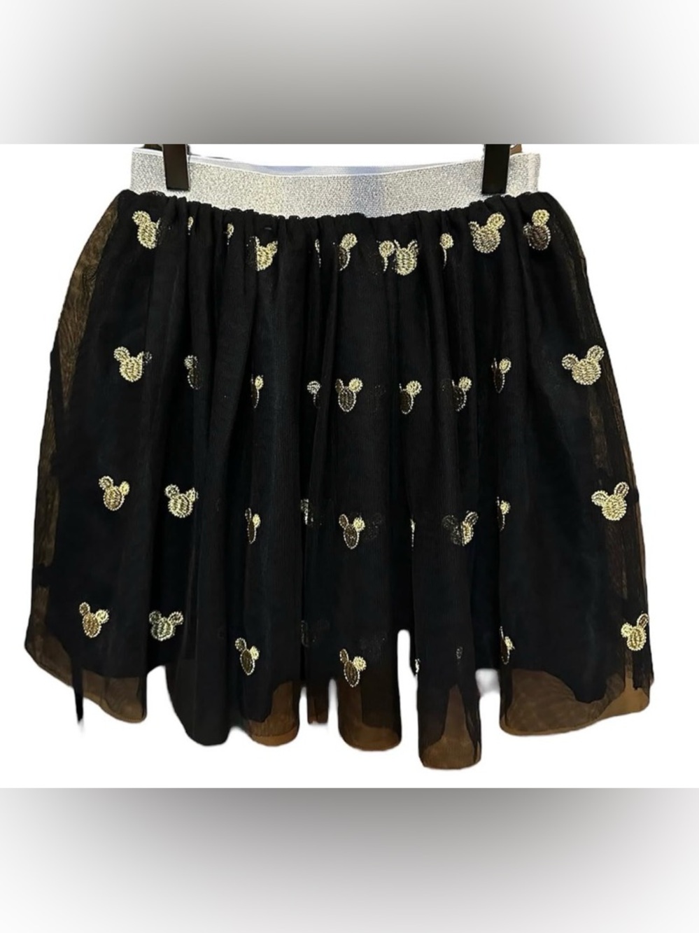 Hanna Andersson Disney Mickey Mouse 90th Black Tulle Skirt with Gold Mickeys